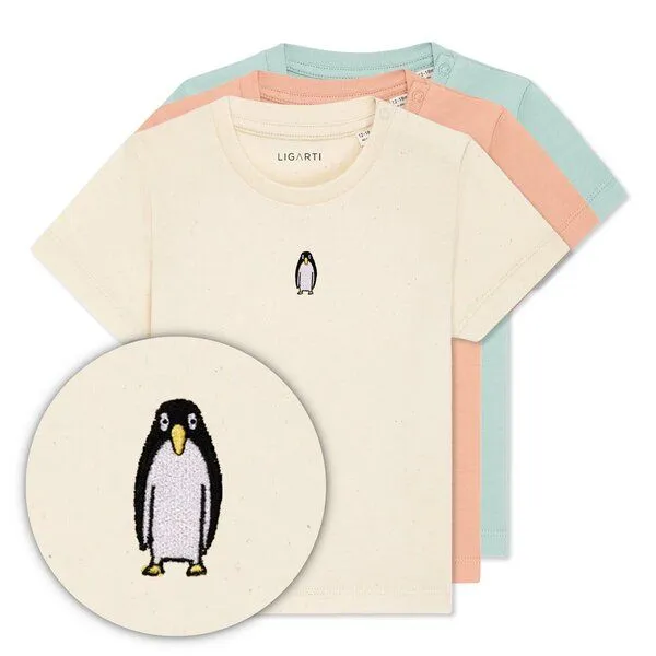 LIGARTI LIGARTI Babyshirt - Thorben der Pinguin, Türkis, – Produktbild 3 von 3