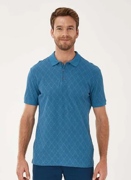 ORGANICATION ORGANICATION Poloshirt aus Bio-Baumwolle mit Allover-Print, Ocean, – Produktbild 1 von 4