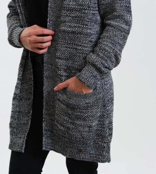 Gary Mash GARY MASH Long-Cardigan Vera mit Kapuze aus Biobaumwolle, Schwarz-weiß (grau), – Produktbild 4 von 4
