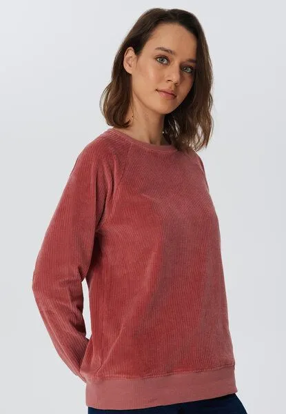 Leela Cotton Leela Cotton Damen Cord-Sweatshirt aus 100% kba-Baumwolle - Feiner Nicky Cordstoff 1278, Dunkel mauve, – Produktbild 4 von 4