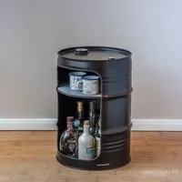 Lockengelöt Lockengelöt Minibar aus einem kleinen Ölfass, Schwarz, – Produktbild 2 von 3