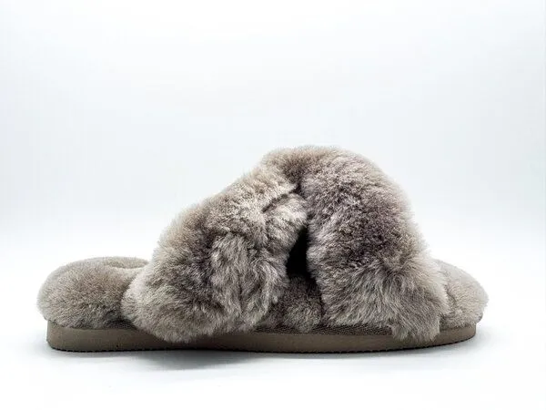 thies Pantoffel-Sandale aus Schaffell "thies Sheep Cross Sandal", Elephant grey, – Produktbild 2 von 4