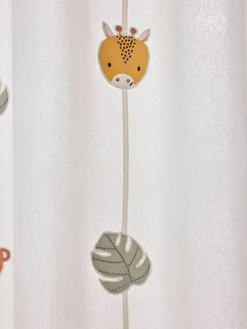 Vertbaudet Voile-Vorhang PANDAFREUNDE mit Ösen & Girlande lichtdurchlässig halb Kinderzimmer, Wollweiß, – Produktbild 4 von 4