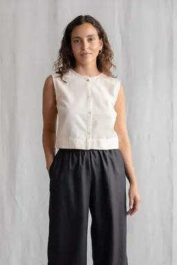 Jyoti - Fair Works Jyoti - Fair Works Flachs/Baumwoll Top Diyan Creme – Produktbild 1 von 1