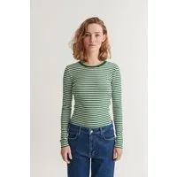 Basic Apparel Basic Apparel LUDMILLA Langarmshirt aus Bio-Baumwolle, Grün (gestreift-abundant), – Produktbild 1 von 1