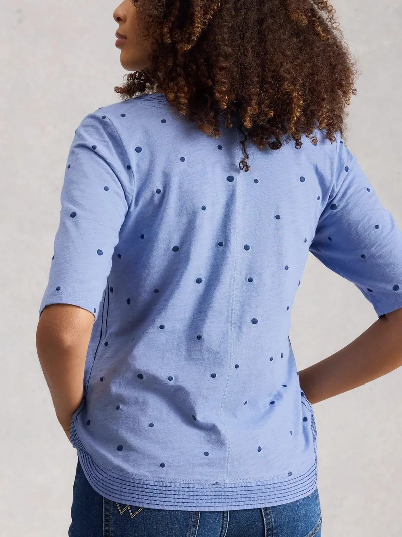 White Stuff Besticktes Jersey-T-Shirt Weaver - 34, Blau multi, – Produktbild 4 von 4