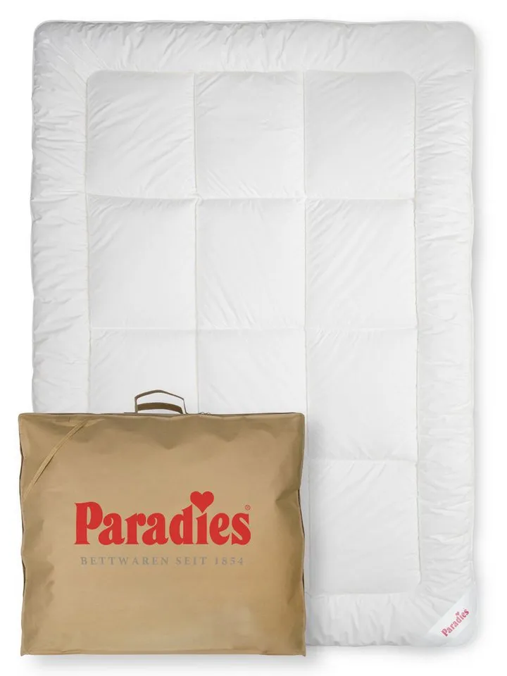 Paradies Paradies Kunstfaserbettdecke Avera, Bettdecke mit Lyocell, Füllung: 80% Polyester, 20% Lyocell, Bezug: 100% Baumwolle, atmungsaktive, wärmende Lyocell Winterdecke, Weiß, – Produktbild 2 von 5