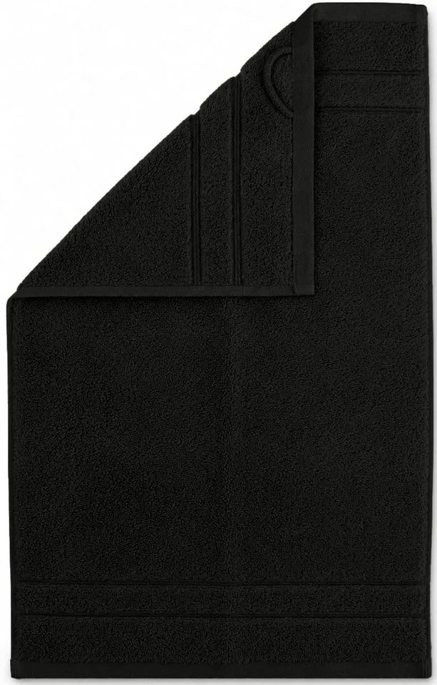 OTTO home Handtuch Set Inga, 3 Qualitäten, Duschtücher, Handtücher, Gästetücher, Seiftücher, Walkfrottier (10-St), Handtücher mit feiner Bordüre, 100% Baumwolle, Schwarz, – Produktbild 5 von 8