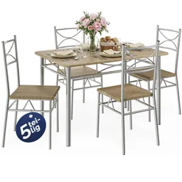 Casaria® Sitzgruppe Paul 5-tlg Eiche – Produktbild 1 von 1