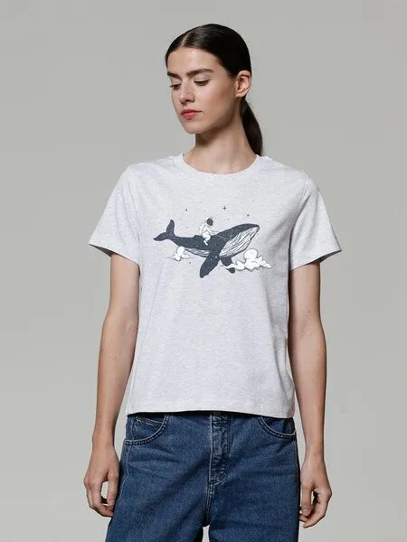 watapparel watapparel T-Shirt Frauen Spacewhale, Cool heather grey, – Produktbild 2 von 4