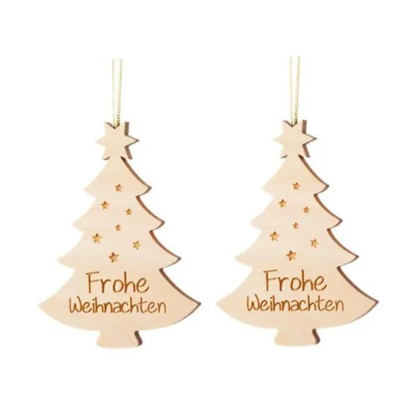 ReineNatur ReineNatur Weihnachtsbaum – Anhänger - Zirbe – Frohe Weihnachten – 2er-Set – Produktbild 1 von 1