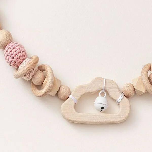 NoniKids Berlin NoniKids Berlin Kinderwagenkette Holz *Wolke Glocke* 2 Farben | Bio Baumwolle, Rosa, – Produktbild 3 von 4