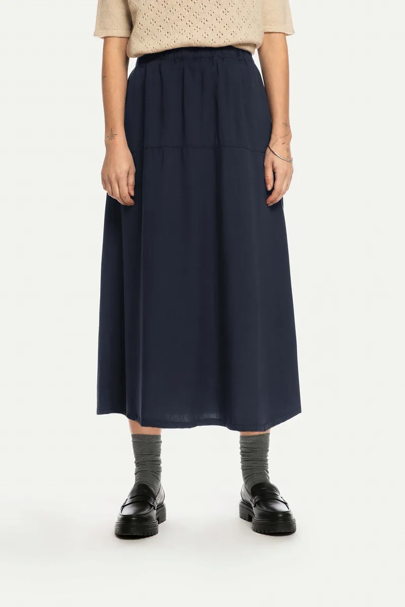 MATONA MATONA Damen vegan Midi-Rock Mit Rüschen Mitternachtsblau, Blau, – Produktbild 2 von 2