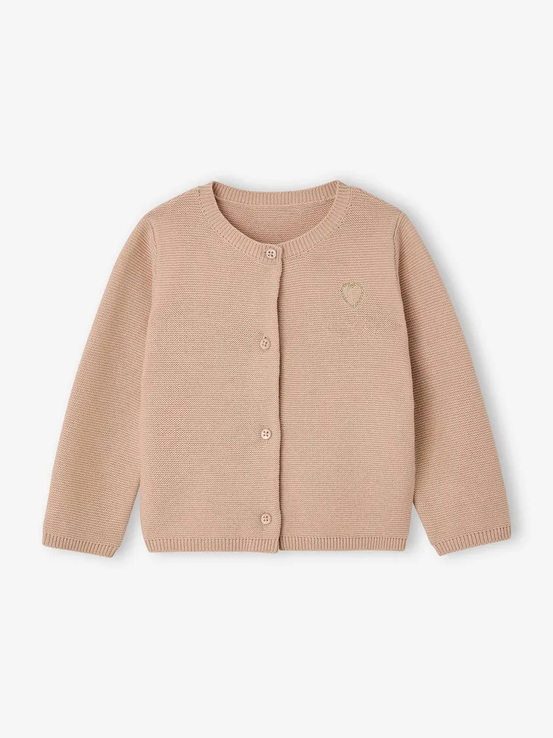 Vertbaudet Baby Strickjacke Herz BASIC, Beige, – Produktbild 3 von 4