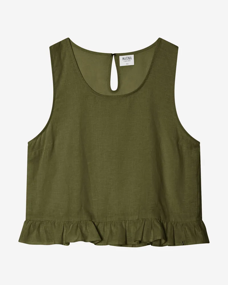 MATONA MATONA Damen vegan Top Gathered Olive, Olivgrün, – Produktbild 1 von 2