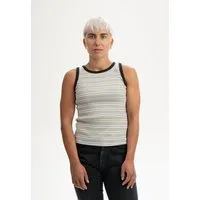 MELA MELA Ripp Tanktop Style DRISNA aus 100% Bio-Baumwolle, Dusty green gestreift, – Produktbild 1 von 1