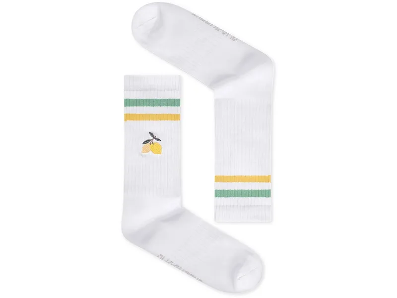 GreenBomb GREENBOMB Lemon Tennis Socks - Lässige Socken aus Bio-Baumwoll Mix / hochwertiger Print / Fair & Vegan, Weiß (weiß), – Produktbild 1 von 1