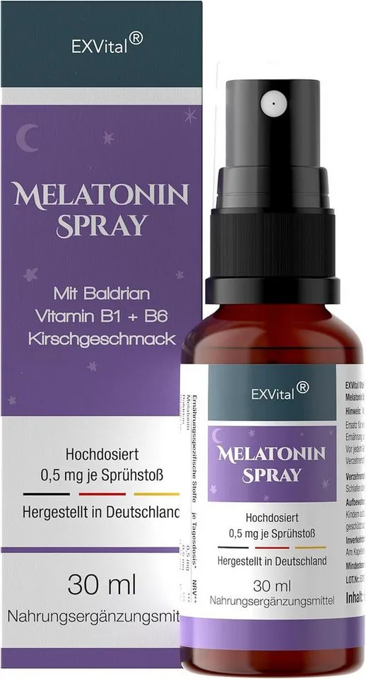 Melatonin Einschlafspray, mit Baldrian & Vitamin B1+ B6 Tropfen, 30 ml – Produktbild 2 von 5
