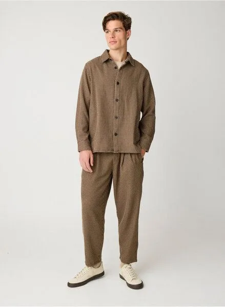 KnowledgeCotton Apparel KnowledgeCotton Apparel Lockeres Overshirt mit Hahnentrittmuster aus Bio-Baumwolle, Braun-dark-brown-check, – Produktbild 2 von 2