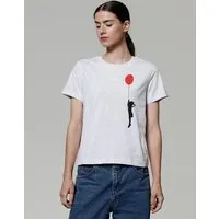 watapparel watapparel T-Shirt Frauen Mädchen mit Luftballon (print), Cool heather grey, – Produktbild 1 von 1