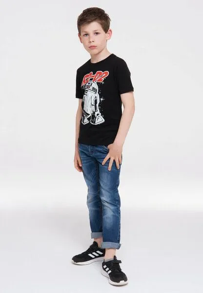 LOGOSH!RT LOGOSH!RT - Star Wars - Droide - R2-D2 - Kinder Bio T-Shirt Print, Schwarz, – Produktbild 2 von 4