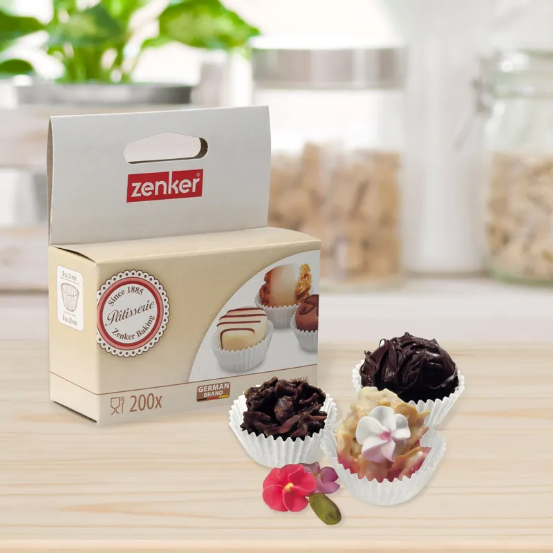 ZENKER Zenker Papier-Pralinenförmchen Ø2,5cm, weiss, 200 Stk. – Produktbild 2 von 2