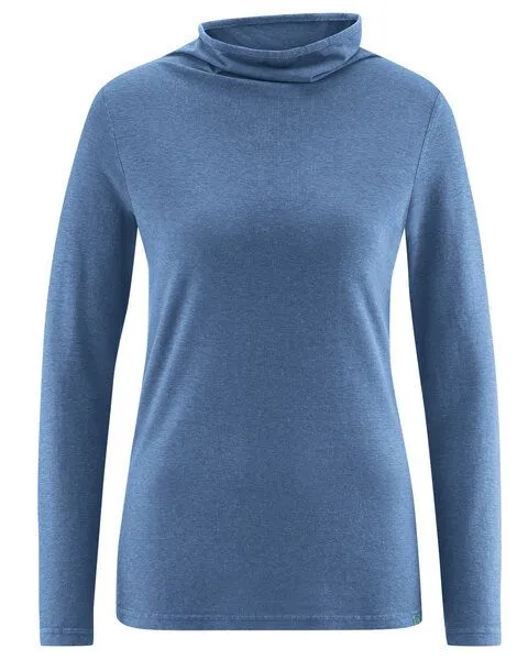 HempAge HempAge Damen Apartes Langarmshirt Hanf/Biobaumwolle, Blueberry (blau), – Produktbild 1 von 4