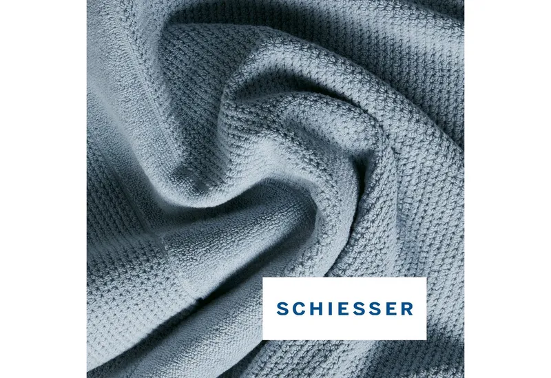 Schiesser Schiesser Handtücher Turin aus 100% Baumwolle in dezenter Reiskornoptik, Frottier (Set, 4-St), OEKO-TEX® MADE IN GREEN, Blau, – Produktbild 3 von 6