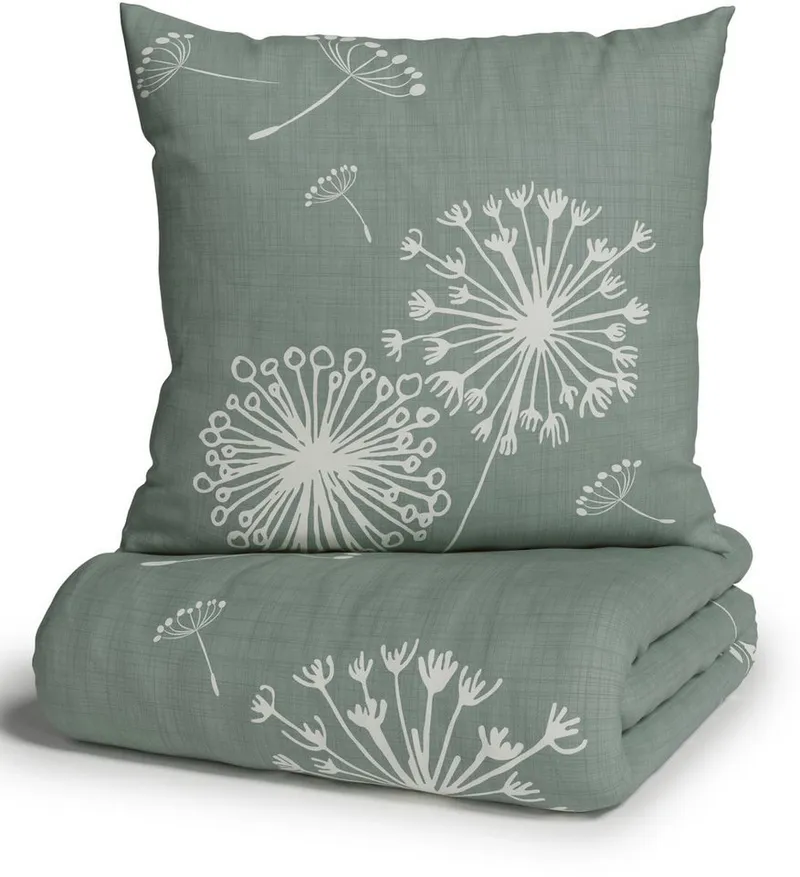 OTTO home Bettwäsche SOUCY in vier Qualitäten erhältlich, Leinenstruktur, Renforcé, 2 teilig, 100% Baumwolle, auch PREMIUM Qualitäten Renforcé-Tencel & Satin TC300, Grün, – Produktbild 6 von 7