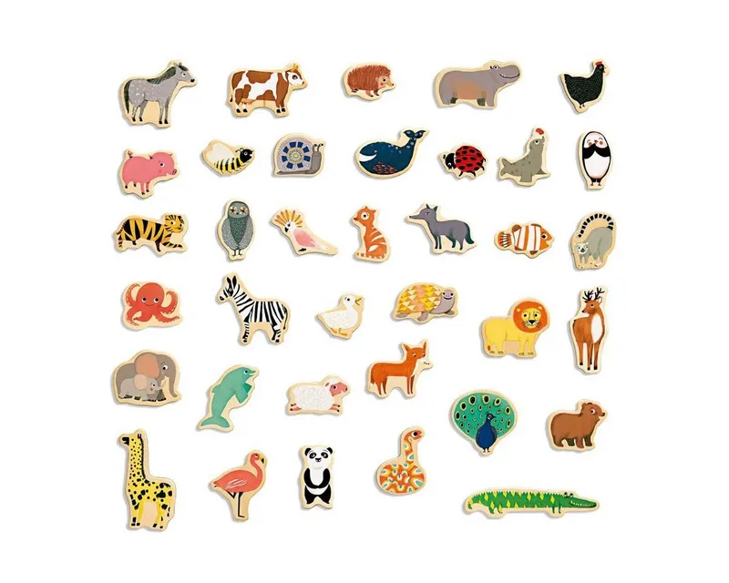 DJECO Lernspielzeug Holz-Magnete Magnimo 36 bunte Tierfiguren Kinder ab 2 Jahren – Produktbild 2 von 5