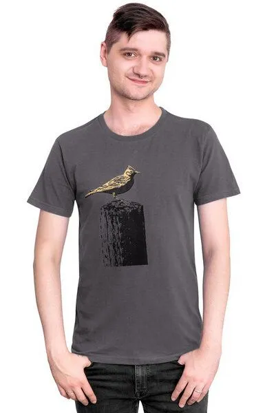 Hirschkind Hirschkind Fair-Trade-Männershirt "Tempelhofer Feldlerche" - Made in Kenia - dunkelgrau – Produktbild 1 von 1