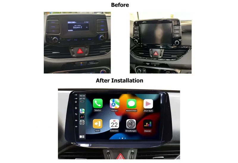 TAFFIO Für Hyundai i30 9" Touchscreen Android Autoradio GPS Navi CarPlay Einbau-Navigationsgerät – Produktbild 3 von 3