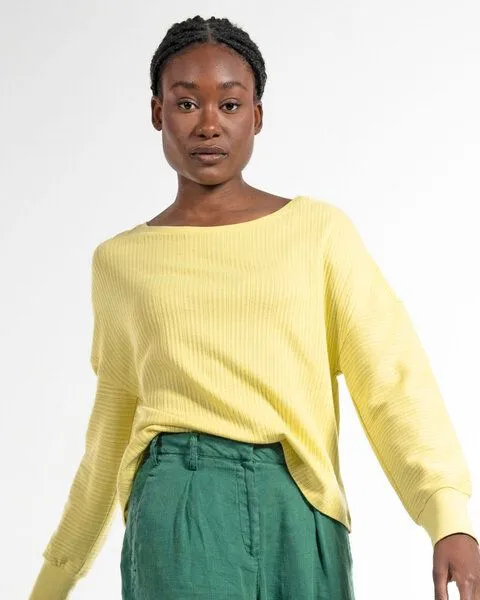Alma & Lovis Alma & Lovis Shirt im Sweatstil aus feinem Rippen-Jersey | Rib Blouse, Lime (gelb), – Produktbild 1 von 4