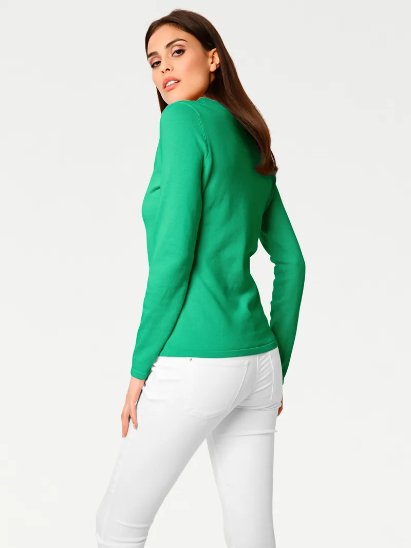 heine V-Ausschnitt-Pullover grün, Grün, – Produktbild 1 von 2