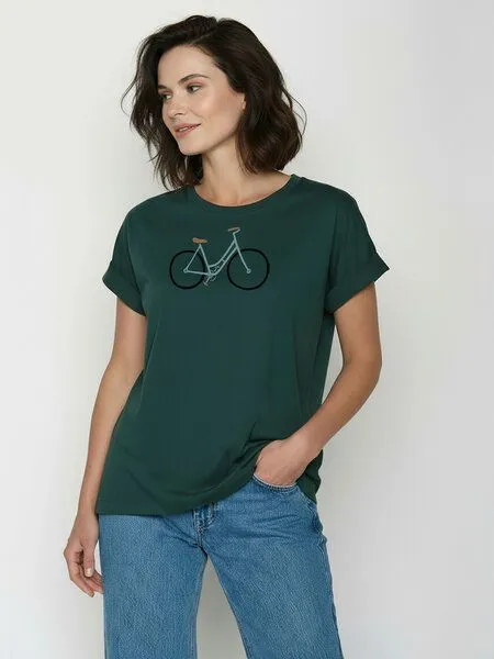 GreenBomb GREENBOMB Bike Freehand Loony - Sportliches T-Shirt aus Bio-Baumwolle mit Rollup Sleeve / hochwertiger Print / GOTS / Fair & Vegan, Türkis (petrolgrün), – Produktbild 1 von 4