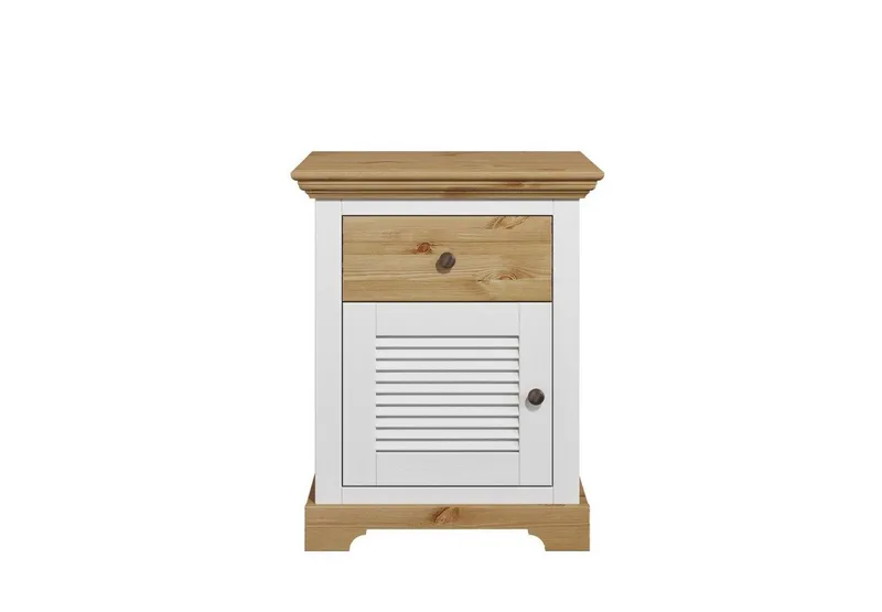 OTTO home Nachtkommode Rauna, Landhausstil, edles Design mit Lamellen und Kassetten, 2 Farben (B/H/T 56/69/39cm), FSC® zertifiziertes Kieferholz, massive Qualität mit viel Stauraum, Weiß, – Produktbild 4 von 5