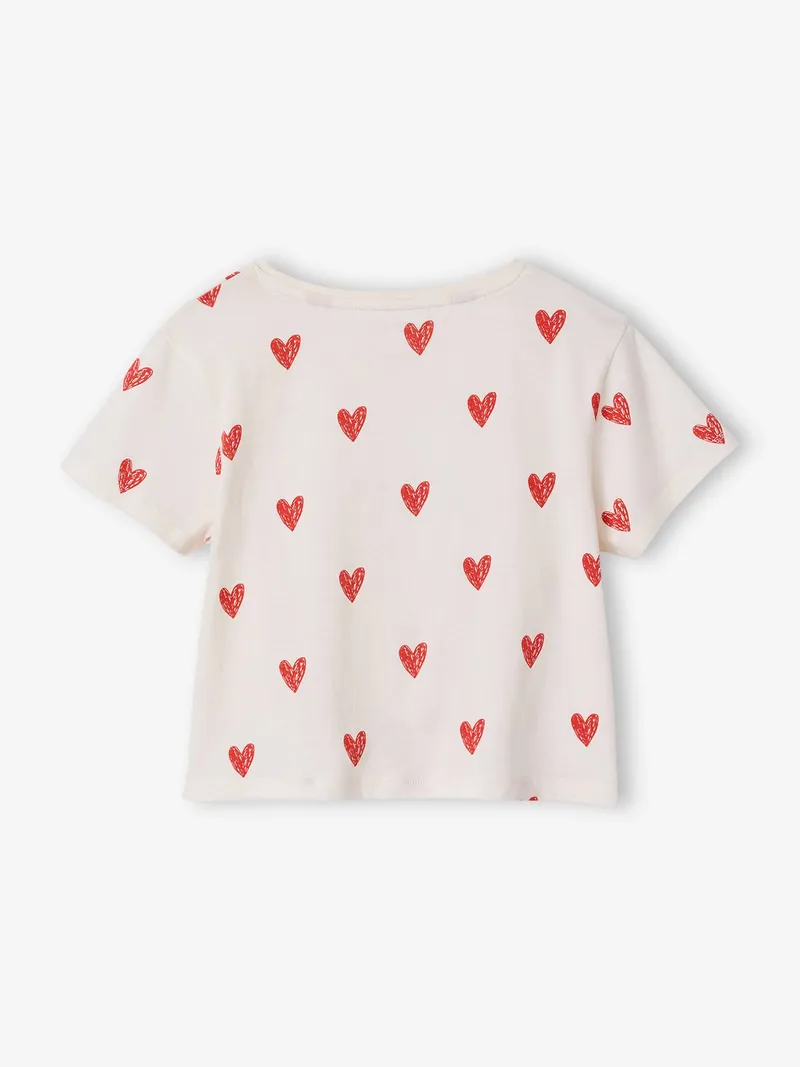 Vertbaudet T-Shirt mit Zierknoten am Saum für Mädchen, Wollweiß, – Produktbild 2 von 3