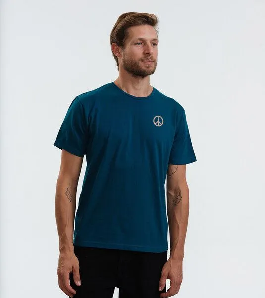Gary Mash GARY MASH T-Shirt Peace Sign aus Bio-Baumwolle, Petrol, – Produktbild 3 von 4