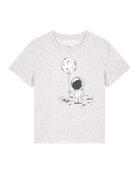 watapparel watapparel T-Shirt Frauen Kleiner Astronaut mit Luftballon, Cool heather grey, – Produktbild 1 von 4