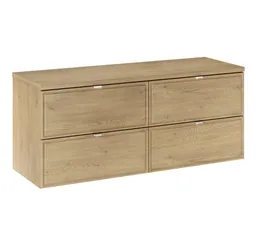 Lomadox Waschbeckenschrank TEMUCO-56-CREMONA 120 cm breit in Eiche mit Rahmenfräsung, 4 Schubladen, wandhängend – Produktbild 1 von 1