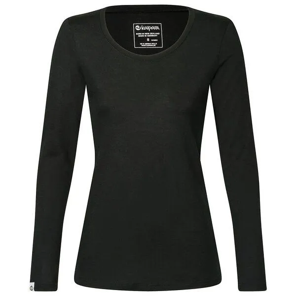 Kaipara - Merino Sportswear Kaipara - Merino Sportswear Merino Langarm Unterhemd Damen Slimfit 200 weiter Rundhals, Schwarz, – Produktbild 1 von 2
