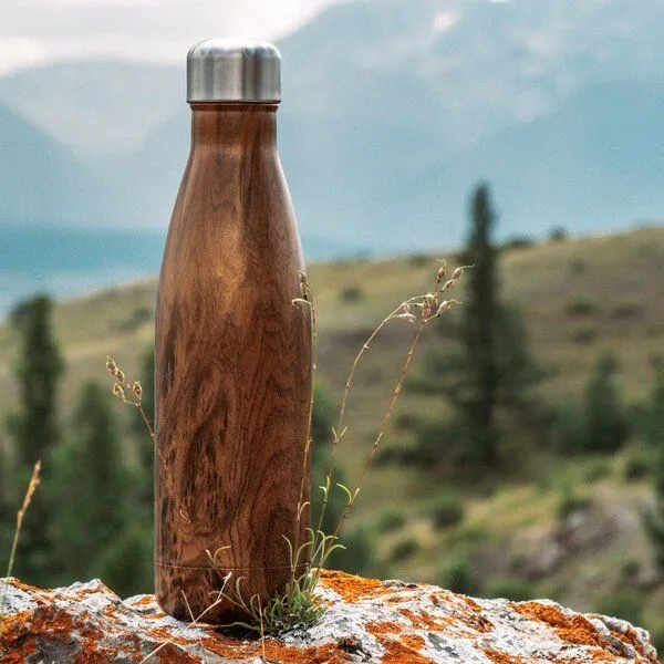 Dora's Dora's Dora’s Thermoflasche im Holz-Design (500ml) – Doppelwandig & Isoliert – Auslaufsicher – Produktbild 4 von 4