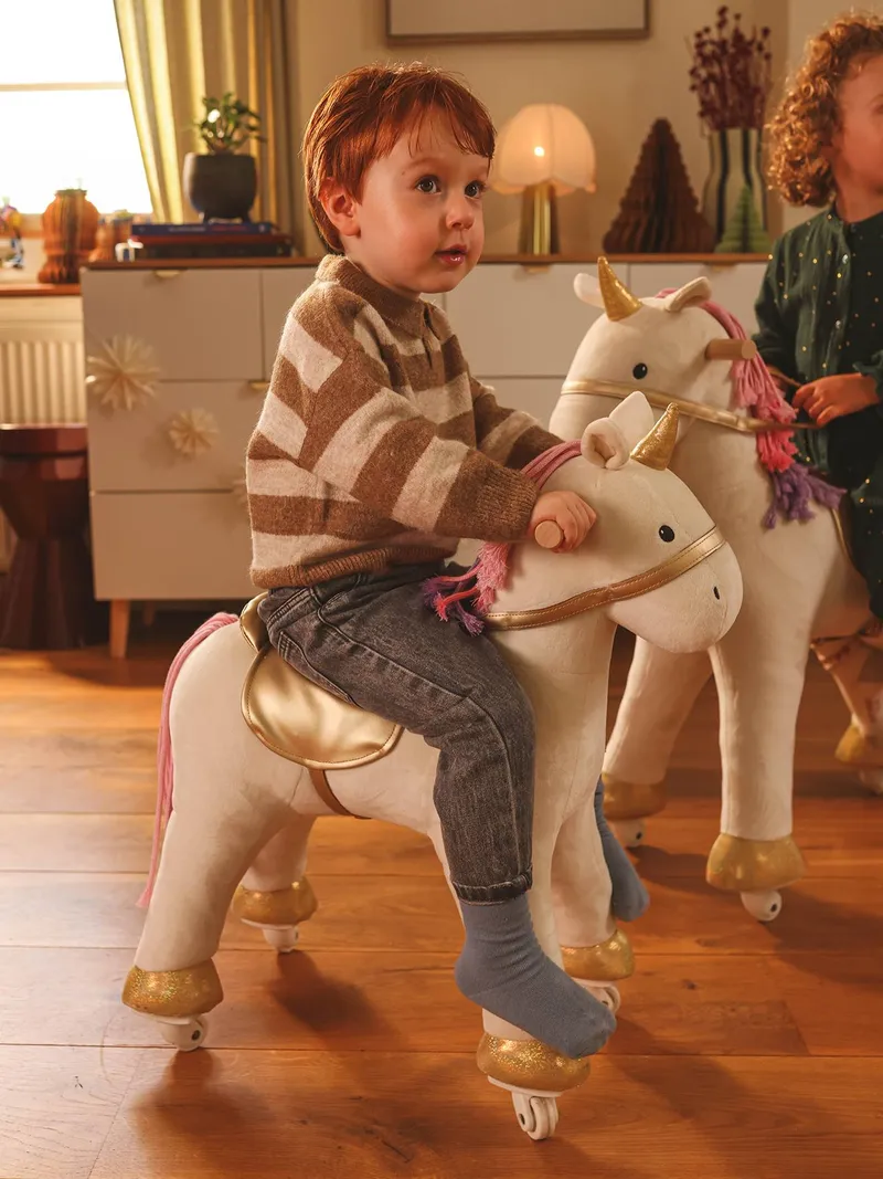 Vertbaudet Vertbaudet Kinder Reitpferd oder Einhorn auf Rollen, Kleines einhorn weiß, – Produktbild 1 von 4