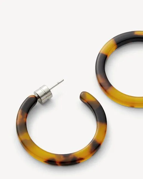 JAN N JUNE JAN N JUNE Machete Runde Ohrringe Mini Hoops aus Acetat, Braun (classic tortoise), – Produktbild 2 von 4