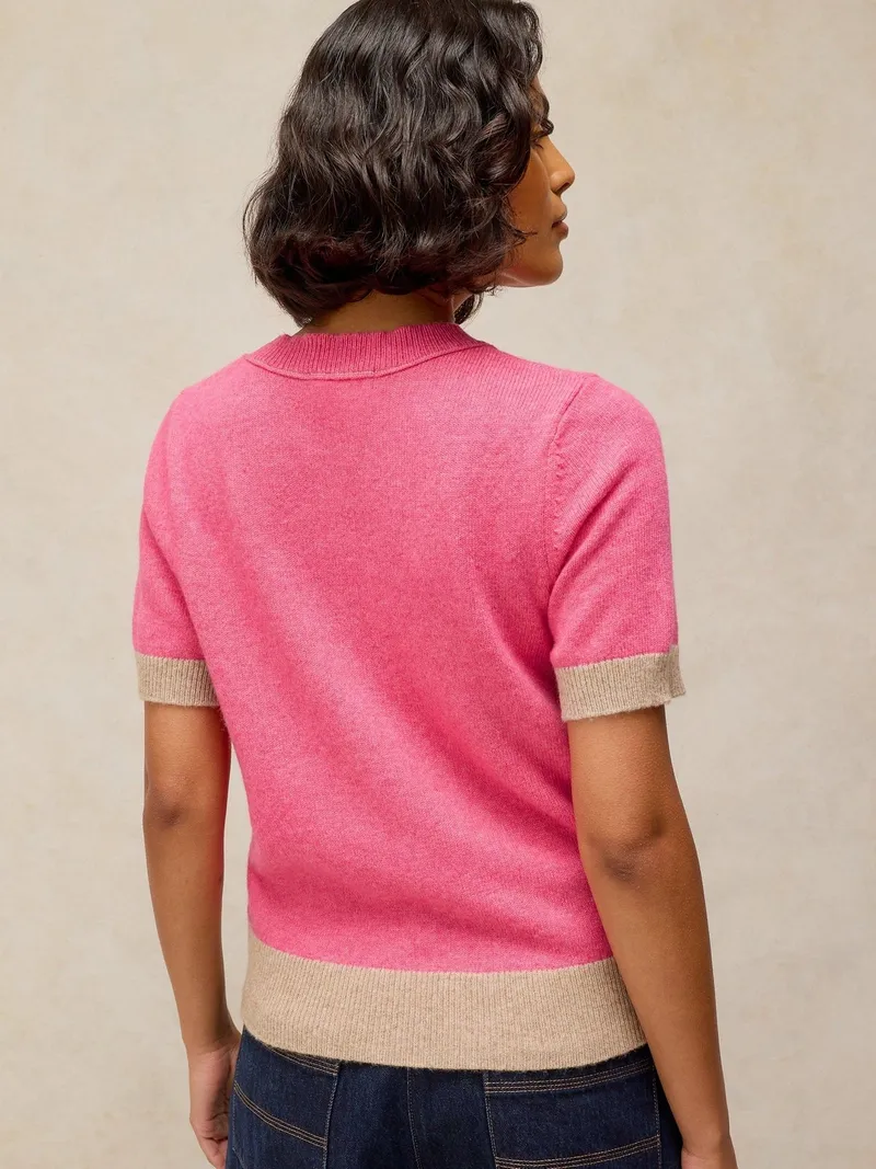 White Stuff Strick-T-Shirt Sansa - 38, Rosa multi, – Produktbild 4 von 4