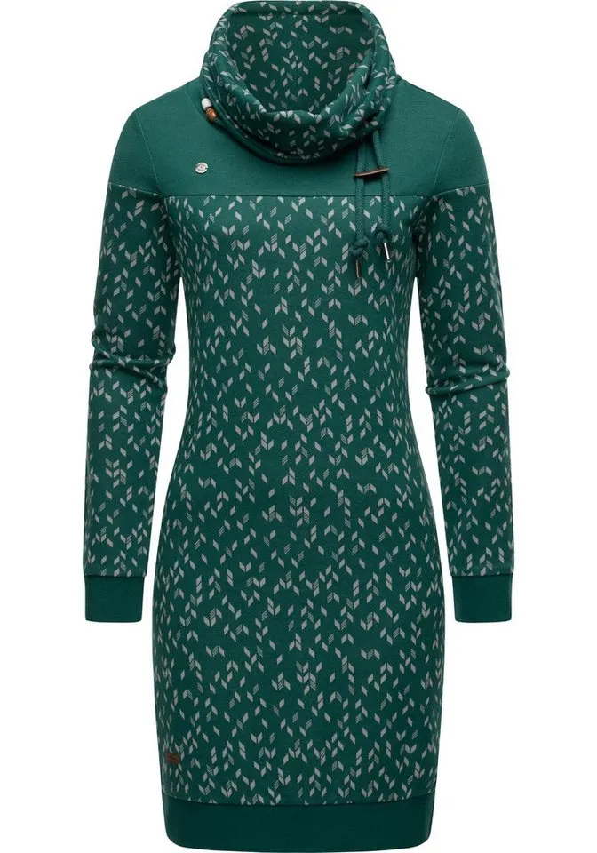ragwear ragwear Sweatkleid Chloe Dress stylisches Langarmkleid mit Ethnomuster, Grün, – Produktbild 2 von 2