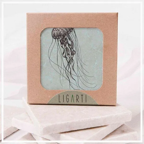 LIGARTI Fliesenuntersetzer »Tiefseequalle« von LIGARTI | Design Untersetzer | Natursteinfliese – Produktbild 1 von 2
