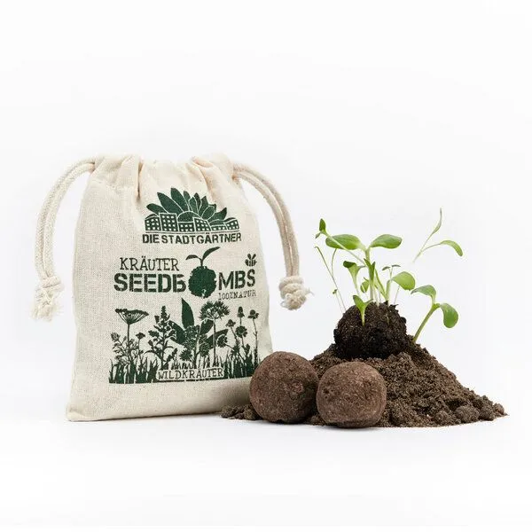 Die Stadtgärtner Die Stadtgärtner Seedbombs Wildkräuter I 8 Handgemachte Samenbomben mit 6 Kräutersamen – Produktbild 3 von 3