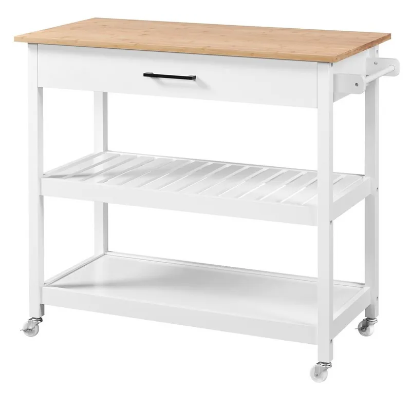 Yaheetech Küchenwagen, 2 Ebenen Servierwagen mit Rollen, Weiß, – Produktbild 1 von 5