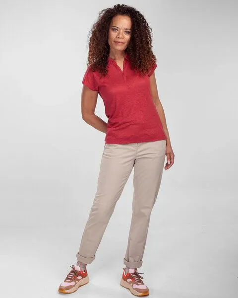 Alma & Lovis Alma & Lovis Leinenshirt im Polostyle aus 100% Leinen | Linen Polo, Rot, – Produktbild 2 von 3